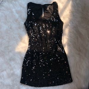 WHBM Black Sequin Sparkle Mini Dress size Small